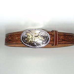 Childs Nocona Leather Belt and Buckle